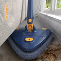 Extendable triangle mop with 360 degree rotating head for household cleaning