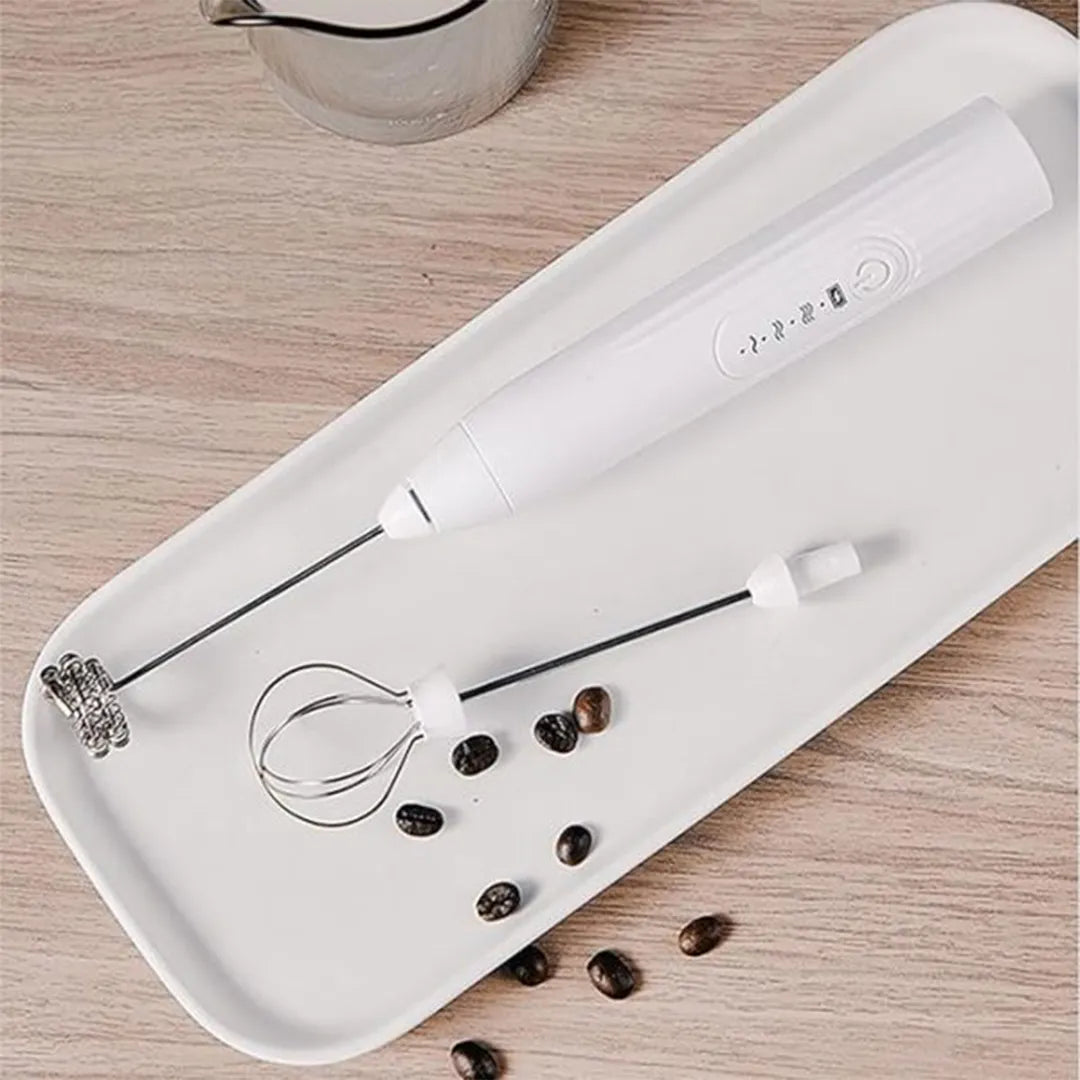 2 in 1 electric milk frother and egg beater with rechargeable design