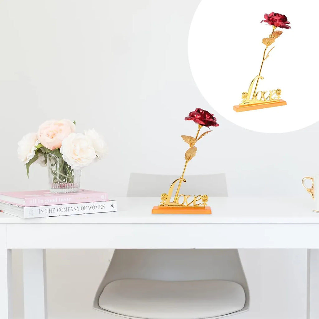Golden rose Mother's Day birthday and anniversary gift with gift box