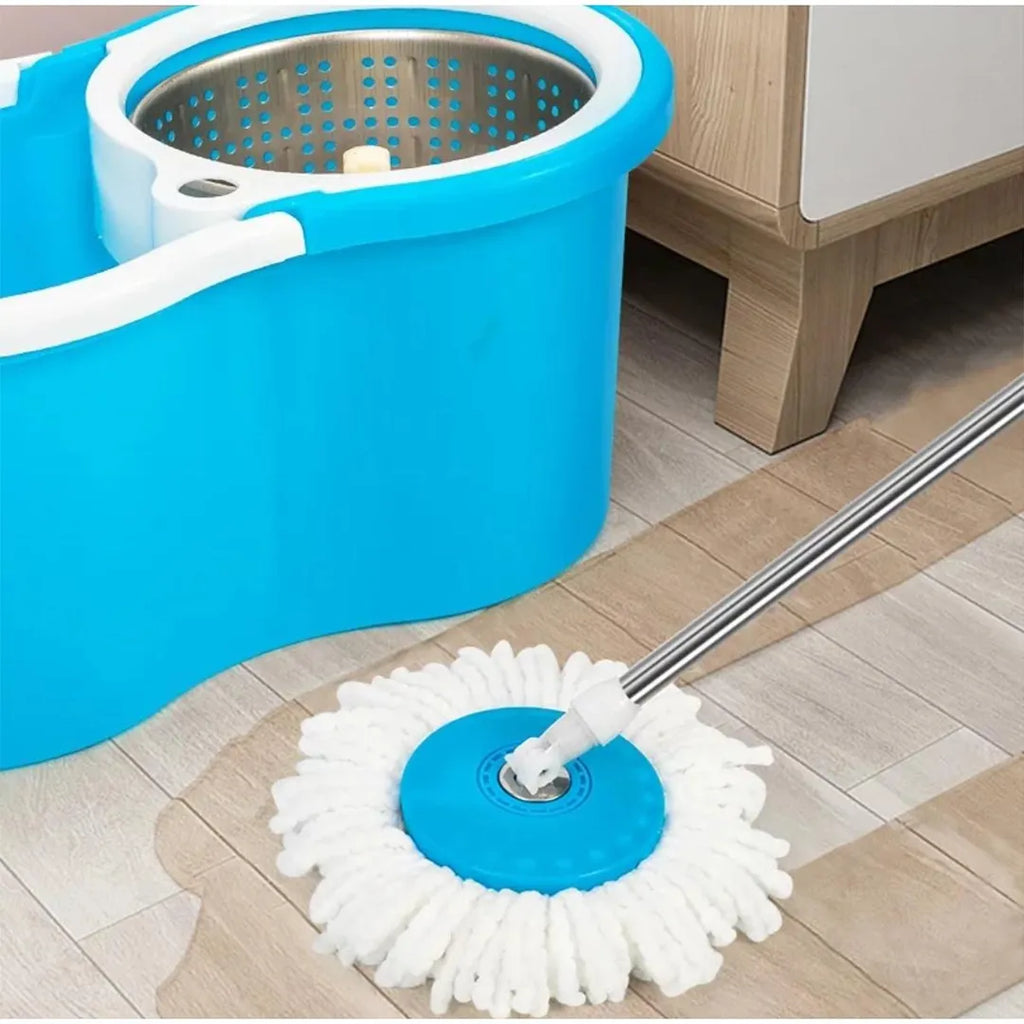 Steel bucket spin mop for home office kitchen and bathroom floor cleaning
