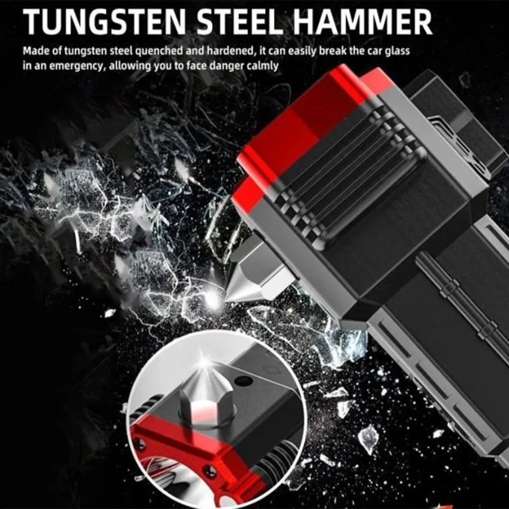 500LM USB rechargeable LED flashlight with safety hammer for emergencies