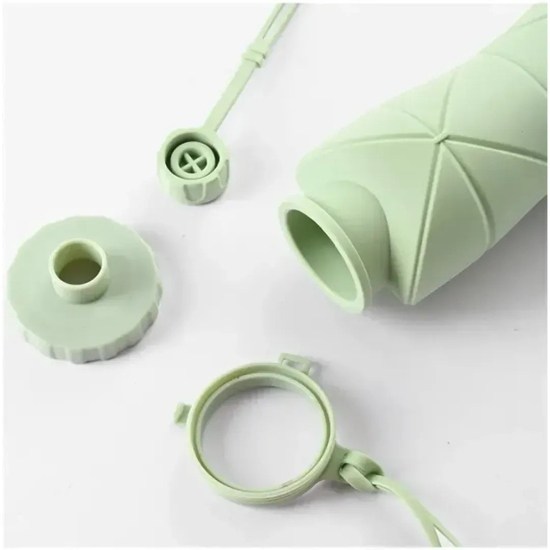Collapsible reusable water bottle with space saving portable design
