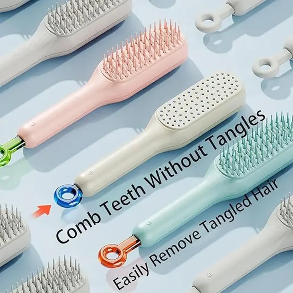 retractable hair brush with easy cleaning feature