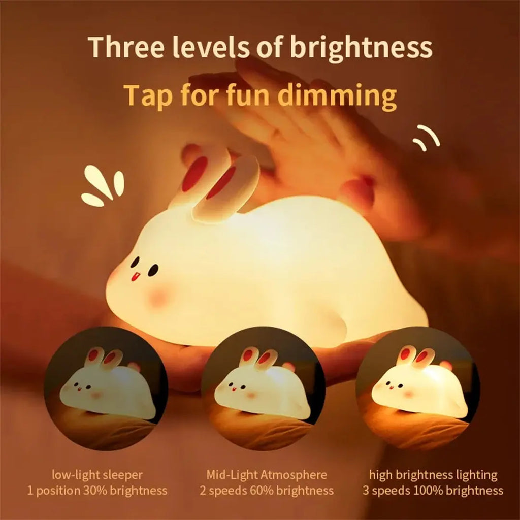 cute rabbit silicone led night lamp for kids