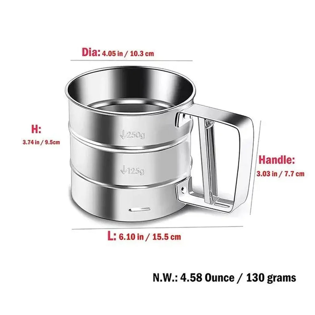 baking sifter with one hand press crank