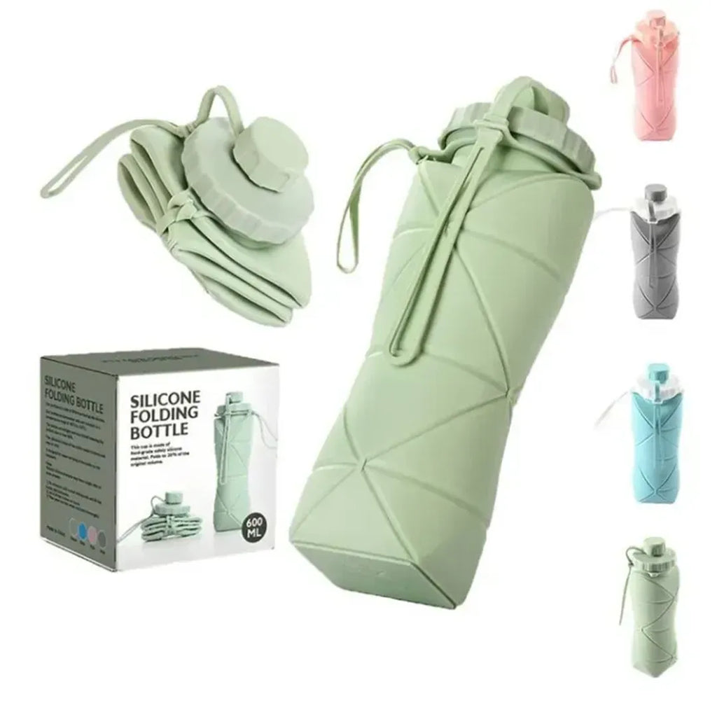 600ml silicone foldable water bottle for travel gym and daily hydration