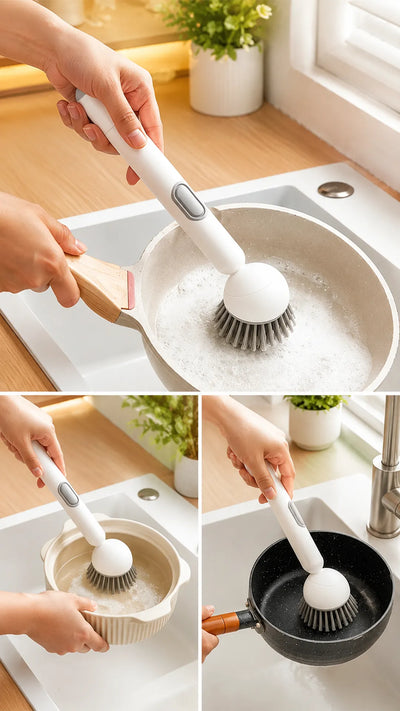 Adjustable Handle Dishwashing Brush with Soap
