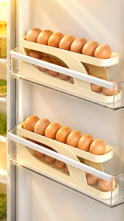 Pack of 2 Rolling Egg Storage Box Fridge Organizer