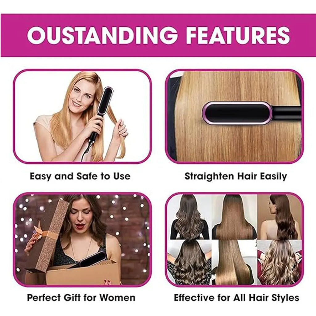 HQT 909B hair straightener and curling brush for styling