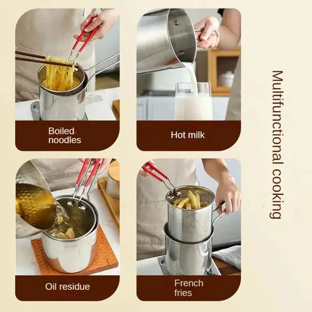 compact stainless steel frying pot