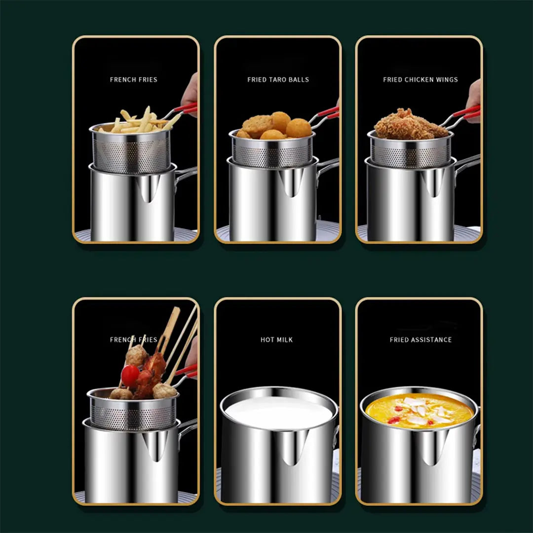 deep fryer pot with basket strainer