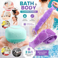 silicone bath brush and back scrubber set for deep cleansing