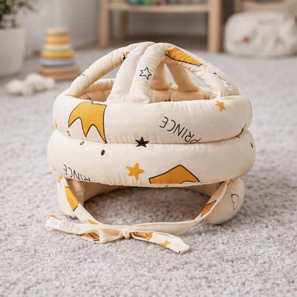 Adjustable infant safety helmet with top ventilation for cooling