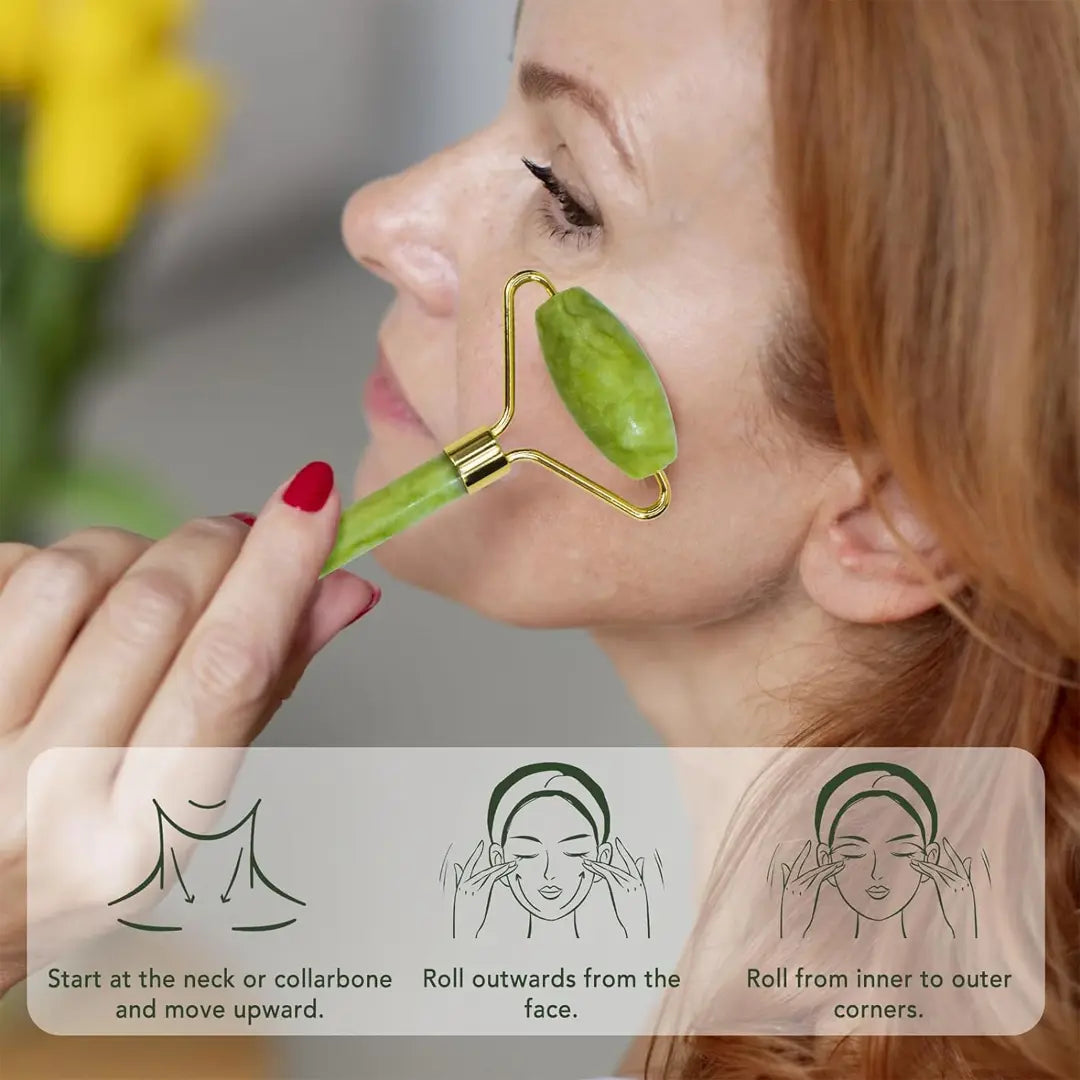 jade roller and gua sha facial massage set