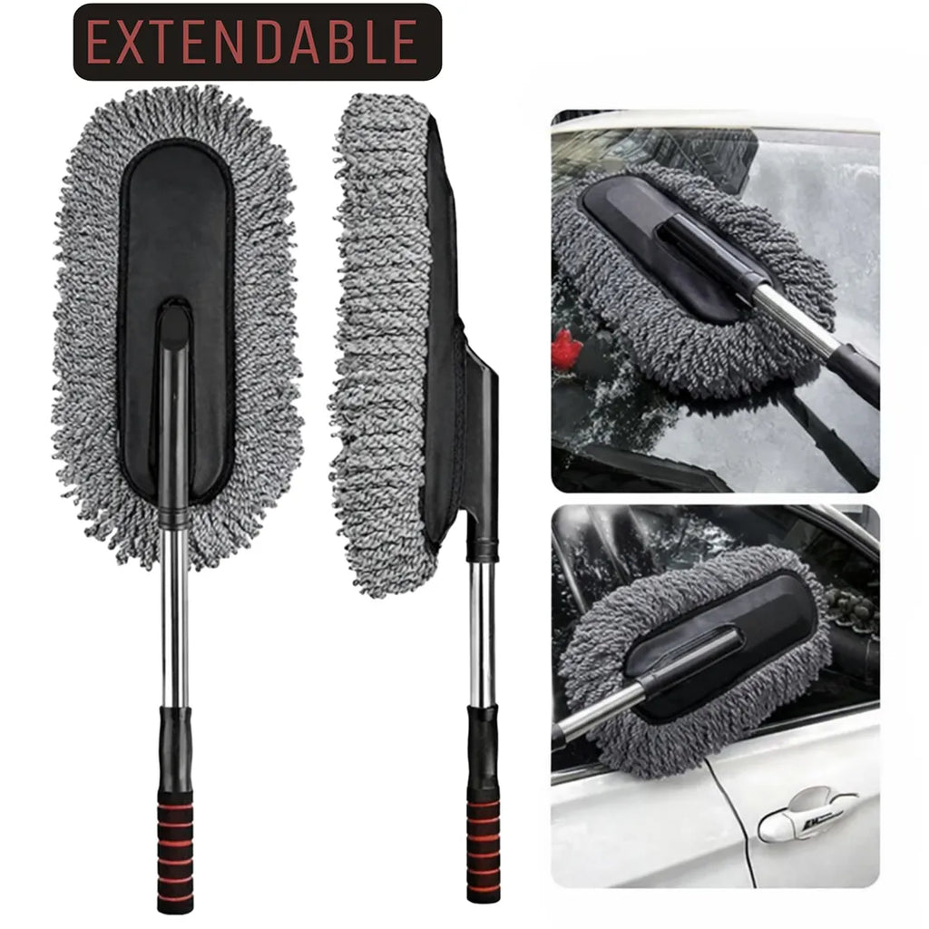 Vehicle exterior cleaning brush with telescopic handle for car maintenance