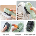 Multifunctional liquid shoe cleaning brush with built-in soap dispenser