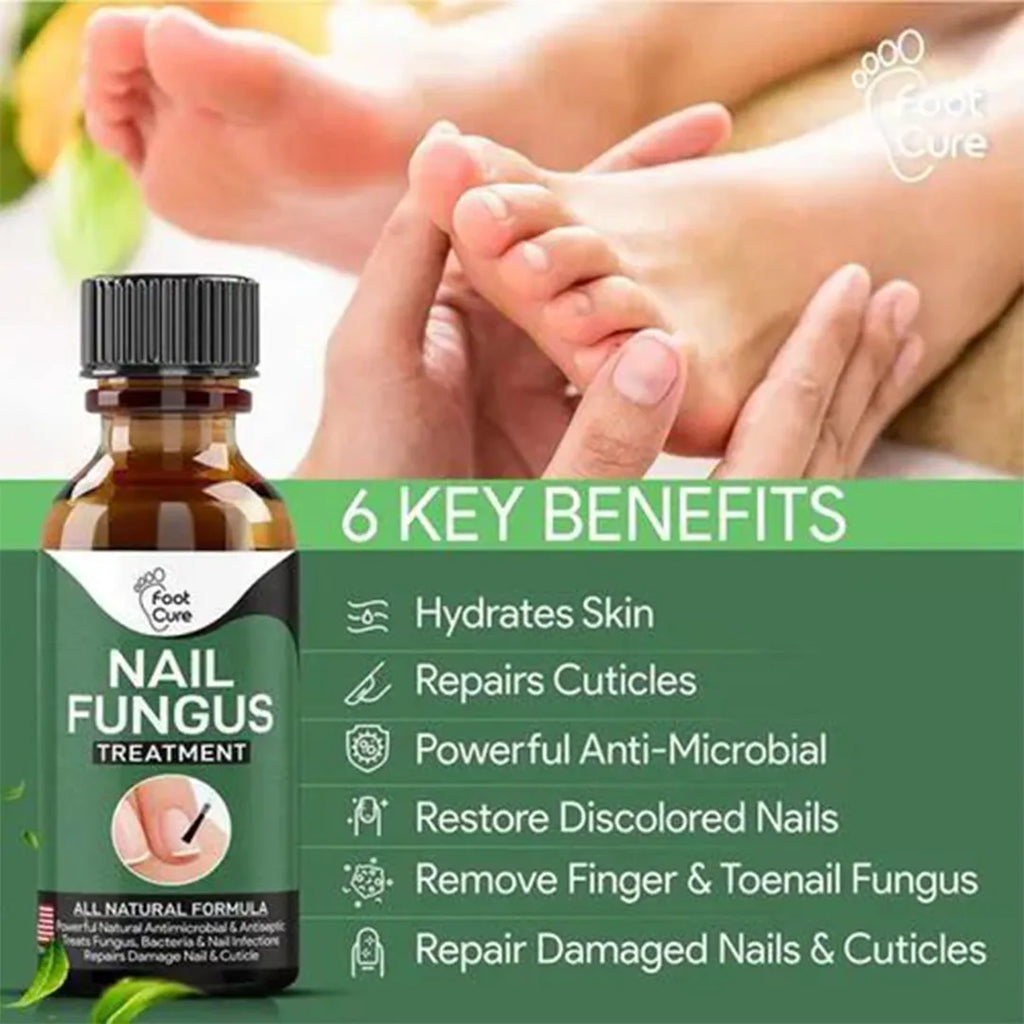 Damaged nail repair treatment showing before and after healthy growth