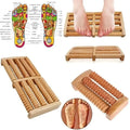 wooden roller foot massager for stress relief and relaxation