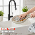 Pack of 4 steel mesh wire dishwashing cleaning cloths for kitchen cleaning