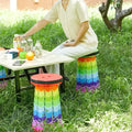 Portable telescopic folding stool with compact retractable design