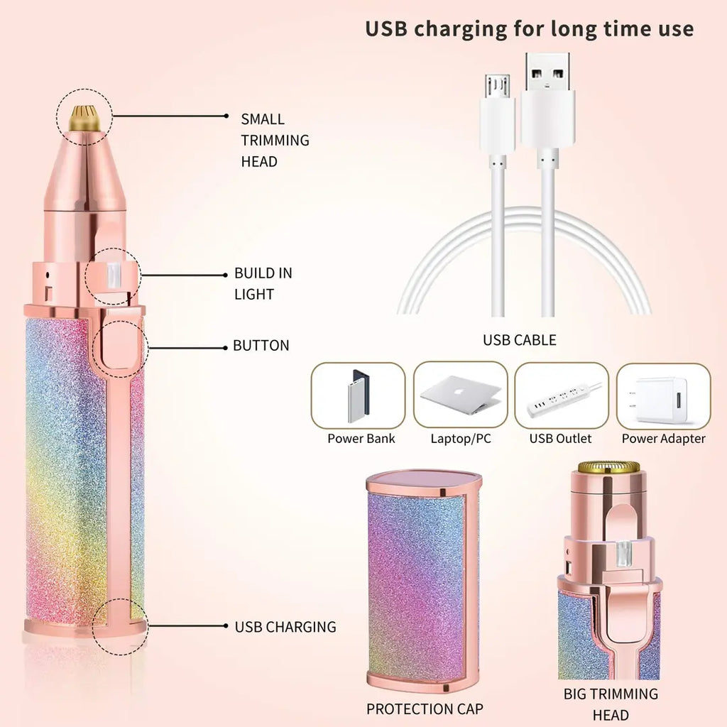flawless 2 in 1 eyebrow trimmer usb rechargeable