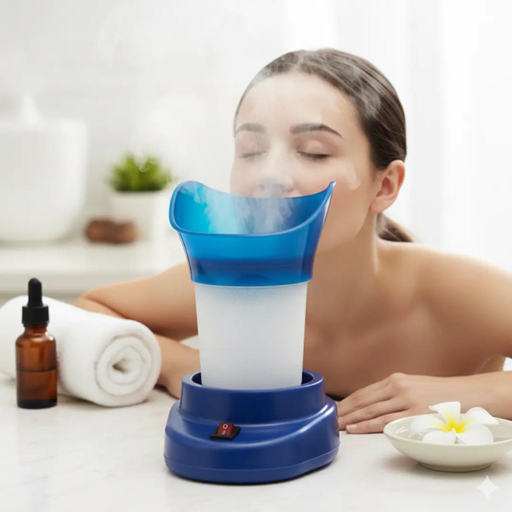 steam inhaler device for facial care and breathing comfort