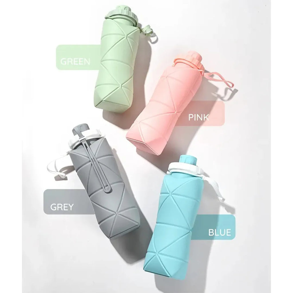 Portable foldable silicone water bottle for everyday outdoor activities