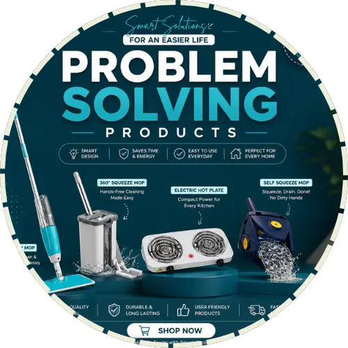 Innovative problem solving products including spray mops, self squeeze mops, electric hot plates and smart household solutions