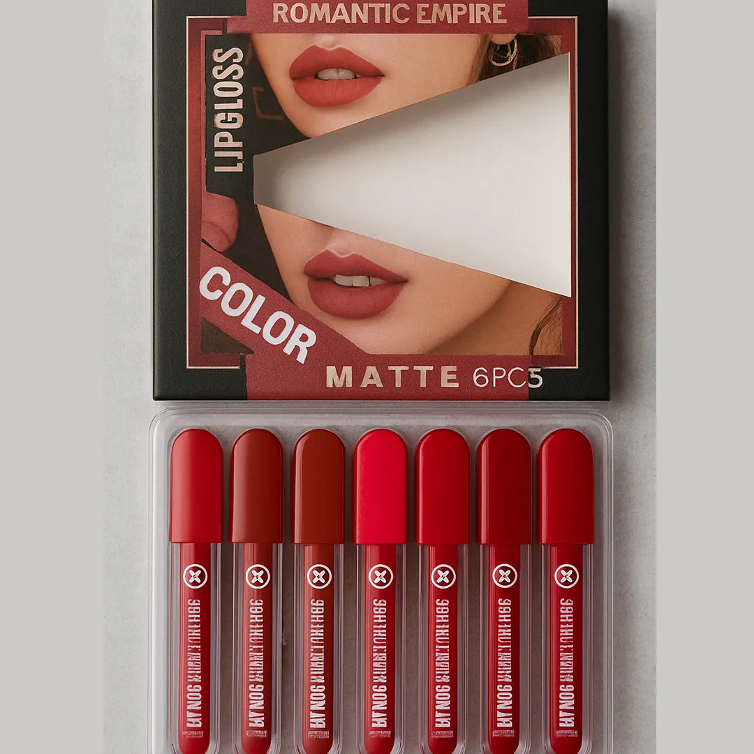 High pigment liquid lip gloss collection showing bold color payoff