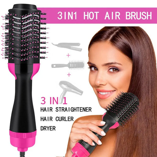 3 in 1 hot air brush hair dryer straightener curler