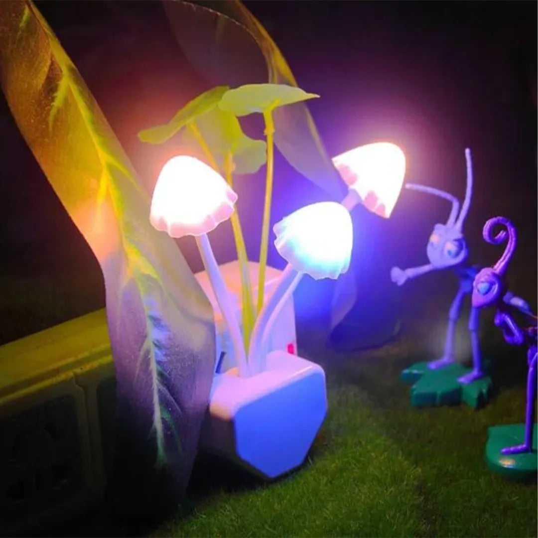 Mushroom sensor LED night light with 7 color changing illumination