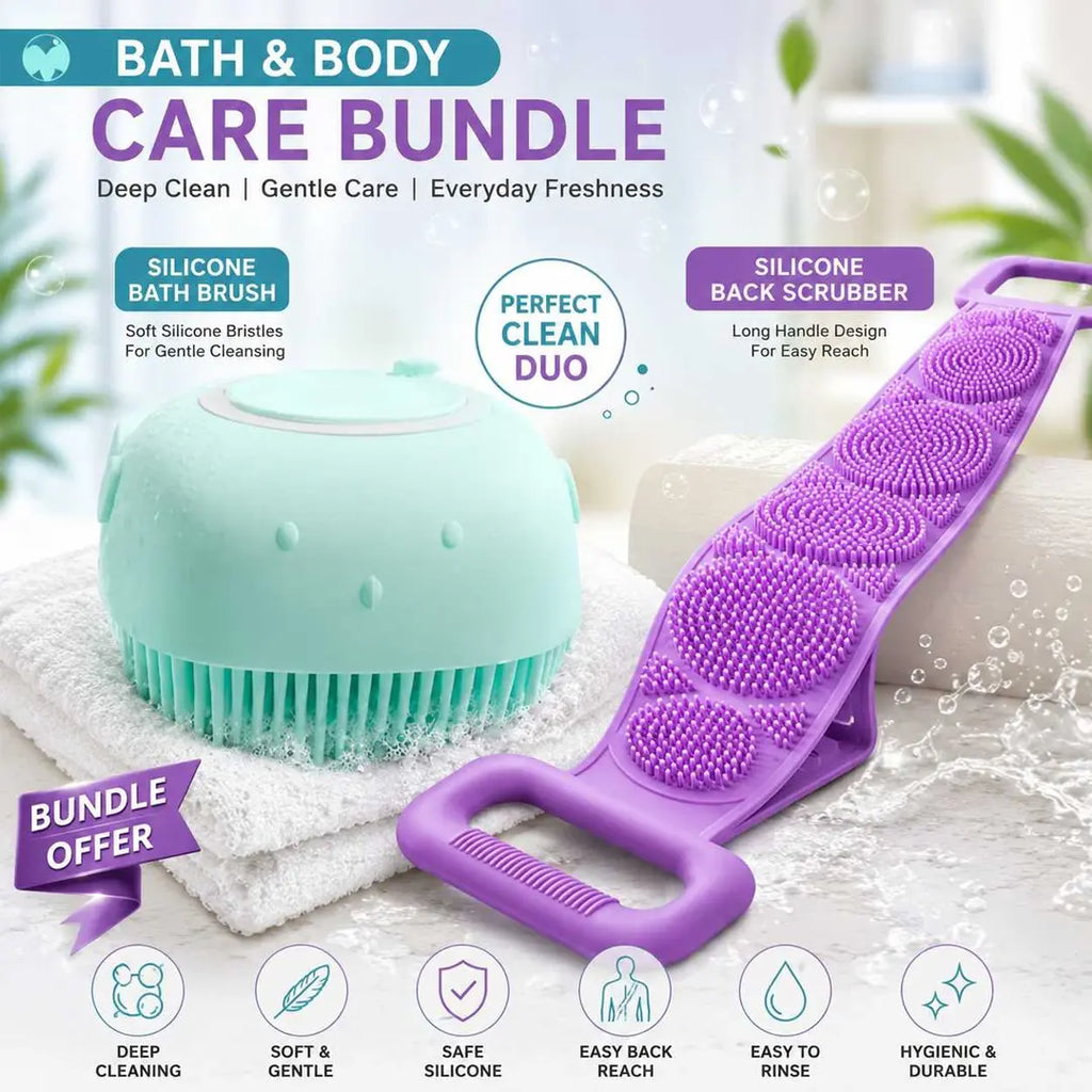 silicone back scrubber long handle for shower use