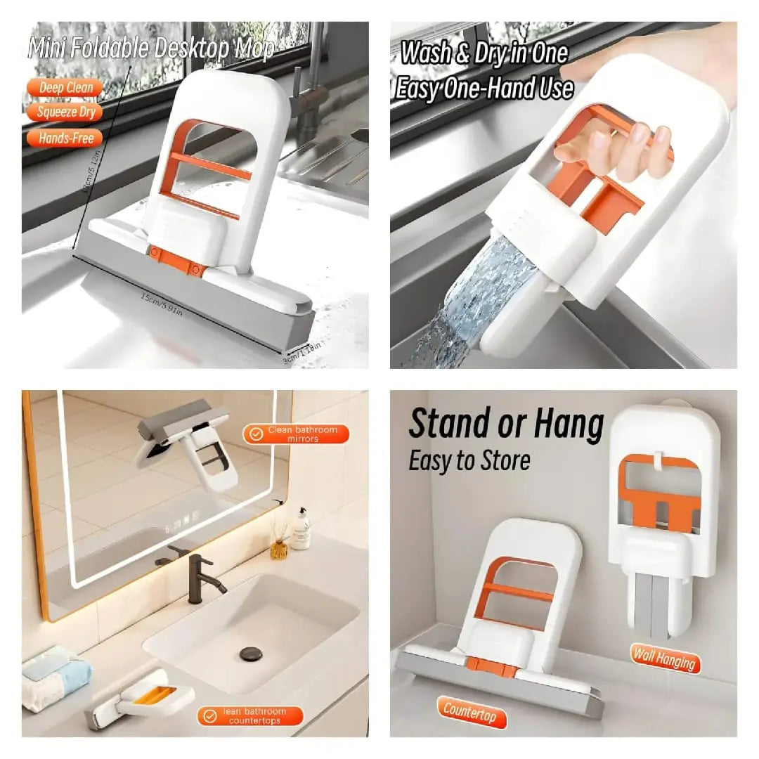 foldable mini mop portable self squeezing cleaning tool