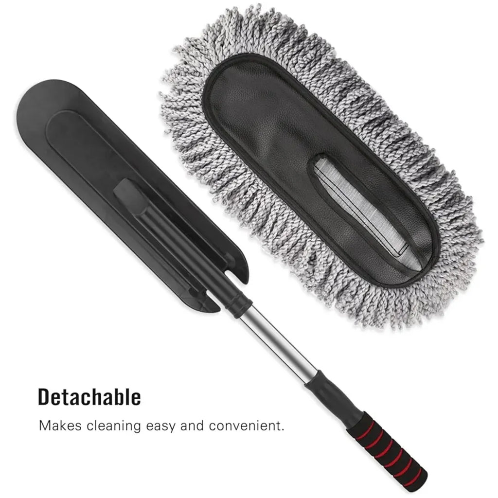 Microfiber car wax cleaning mop with extendable telescopic handle