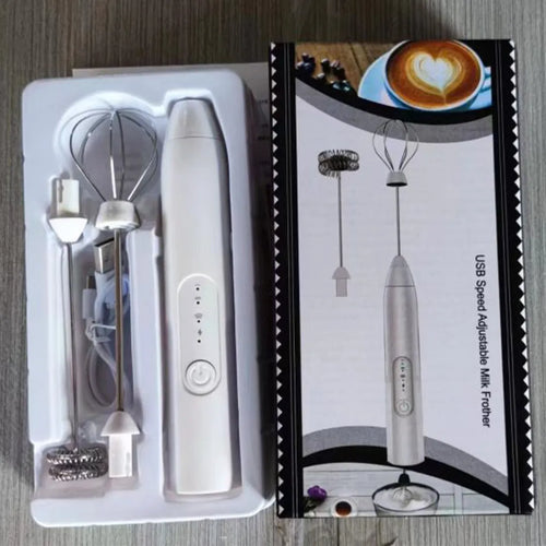 USB rechargeable coffee milk frother with 3 adjustable speed settings