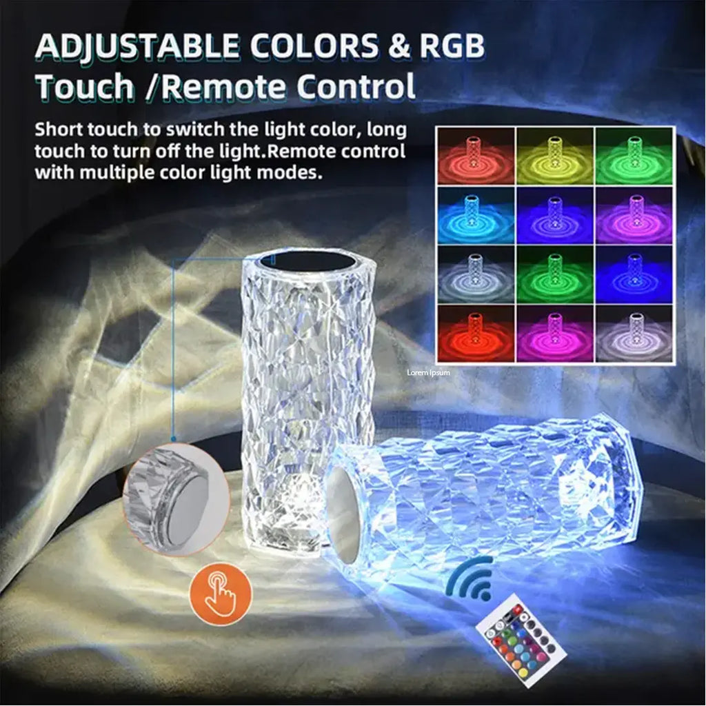 rose diamond crystal table lamp RGB